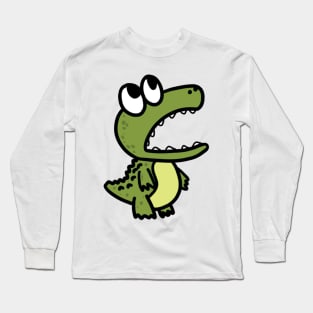 Cute Green Wild Crocodile Animal Long Sleeve T-Shirt